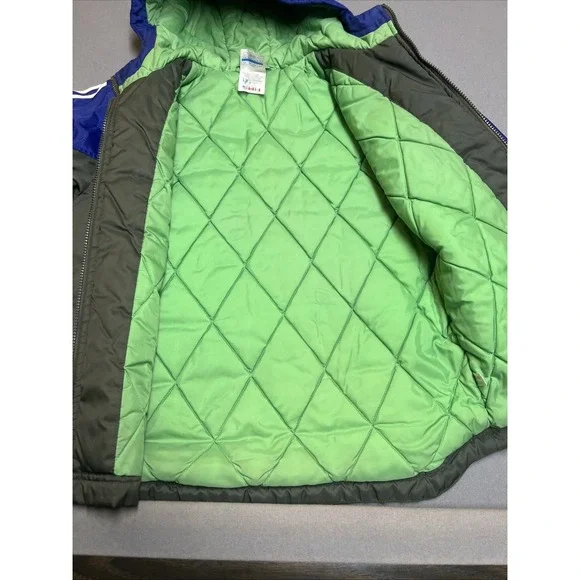 Adidas Youth Coat Hooded Vintage 3 stripe Size Small Y2K Blue Green Liner - Picture 6 of 6